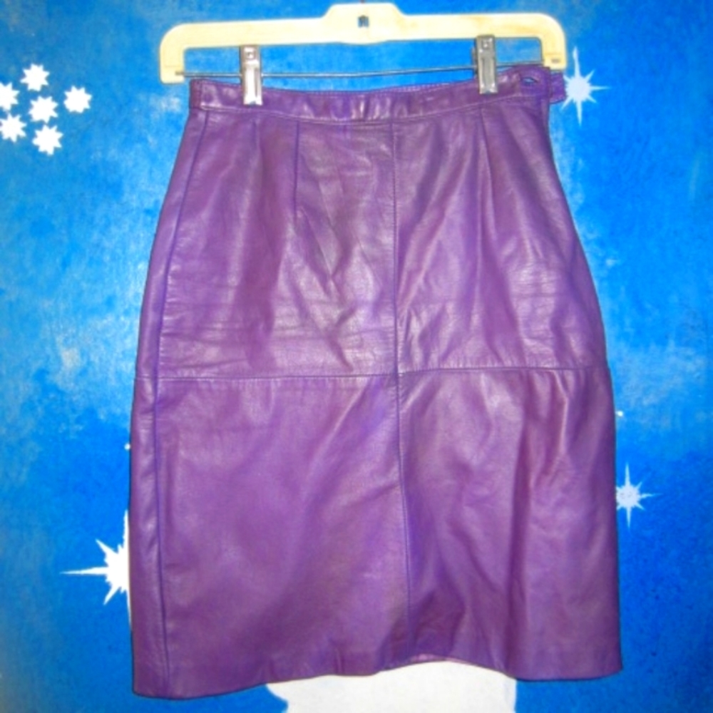 Purple leather skirt